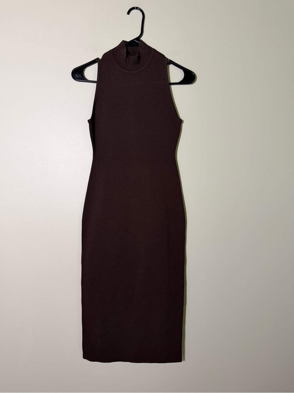 Aritzia Babaton Sleeveless Sculpt Mock Neck Bodycon Dress - Chocolate Brown